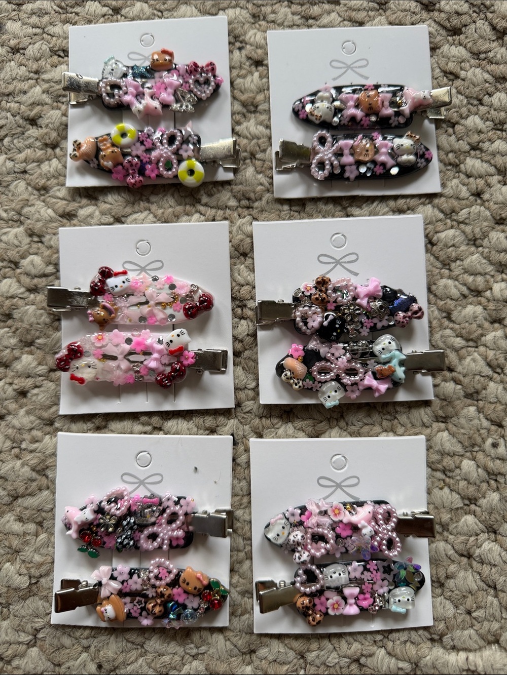 Handmade Set of Sanrio Hello Kitty Junk Hair Clips